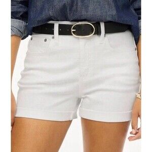 J. Crew Factory Women's Classic White Cuffed Denim Jean Shorts 26 NWT